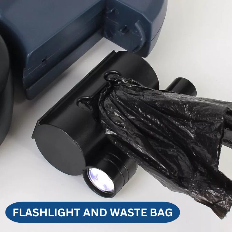 10FT Dual Retractable Hundeleine mit integriertem Taschenlampe & Müllbeutelhalter