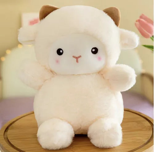 Royelux Schaf Plüsch Puppe Kissen - Weich & Kawaii 25cm Stofftier Spielzeug