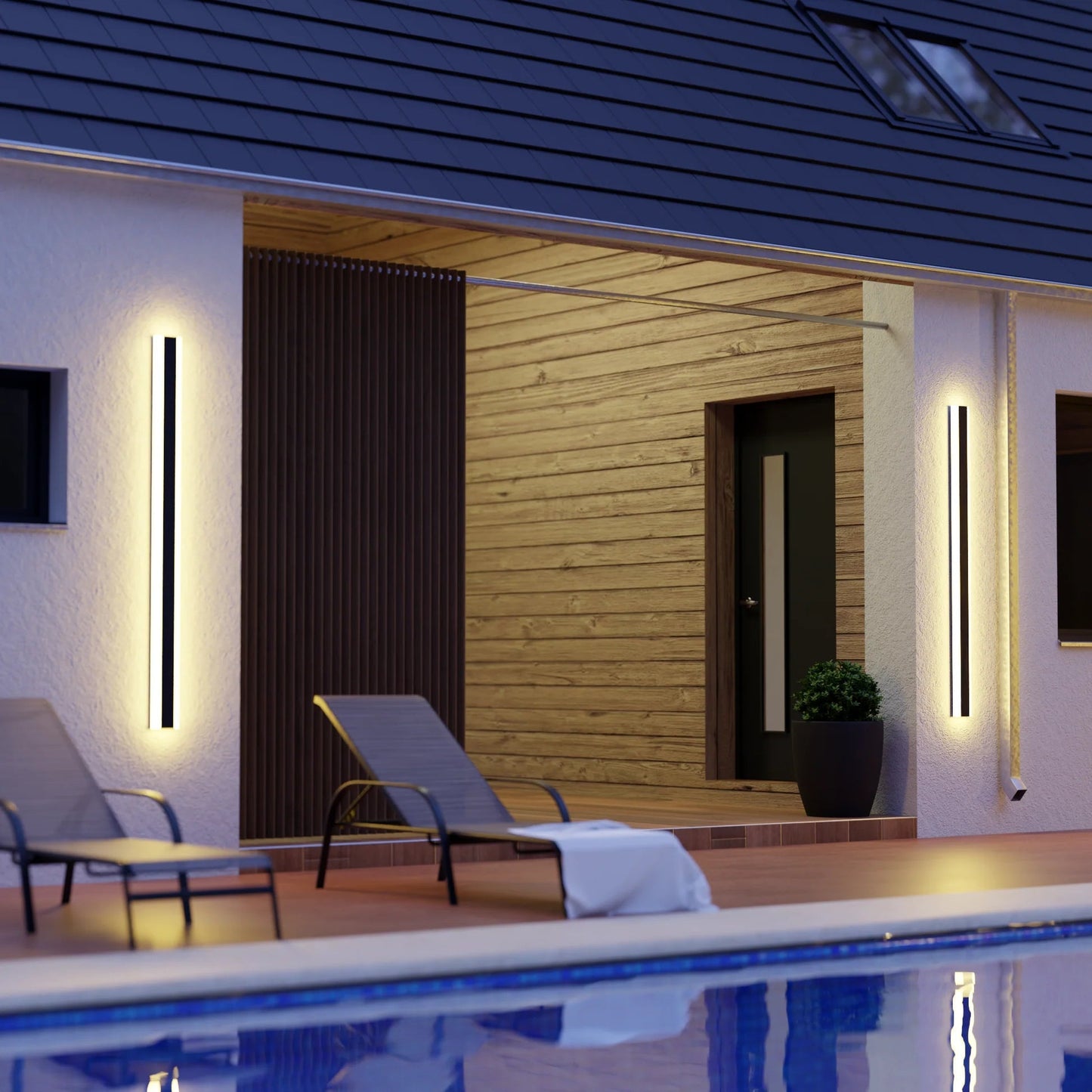 Moderne schwarze LED-Außenwandleuchte