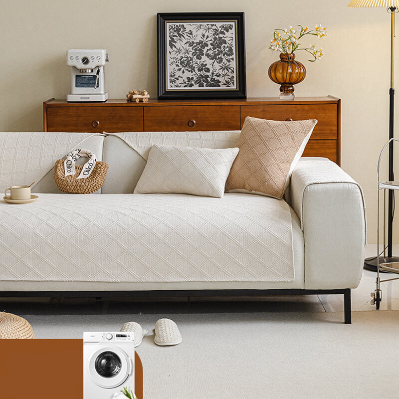 Leinen Couch Sofa Bezug U-förmige Couchbezüge Rutschfester Sofaüberwurf für Hunde Katzen Haustiere