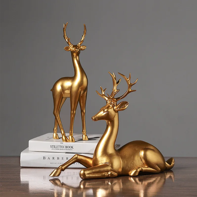 Dekoratives Weinregal mit Hirschmotiv – In edlem Gold-Finish