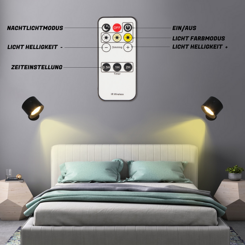 Magnetische 360° LED Wandlampe dimmbar drei Farbtemperaturen Akku