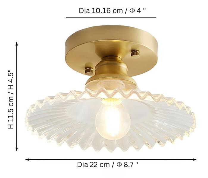 Deckenlampe mit gestreiften gläsernen Blütenblättern – Elegantes Vintage-Blumendesign