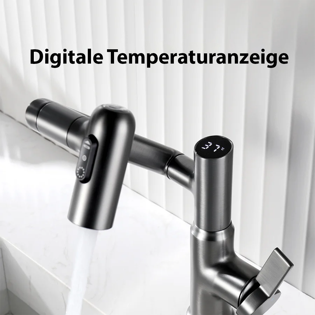 Badezimmerarmatur Schwarz Moderner Mischbatterie mit LED-Anzeige