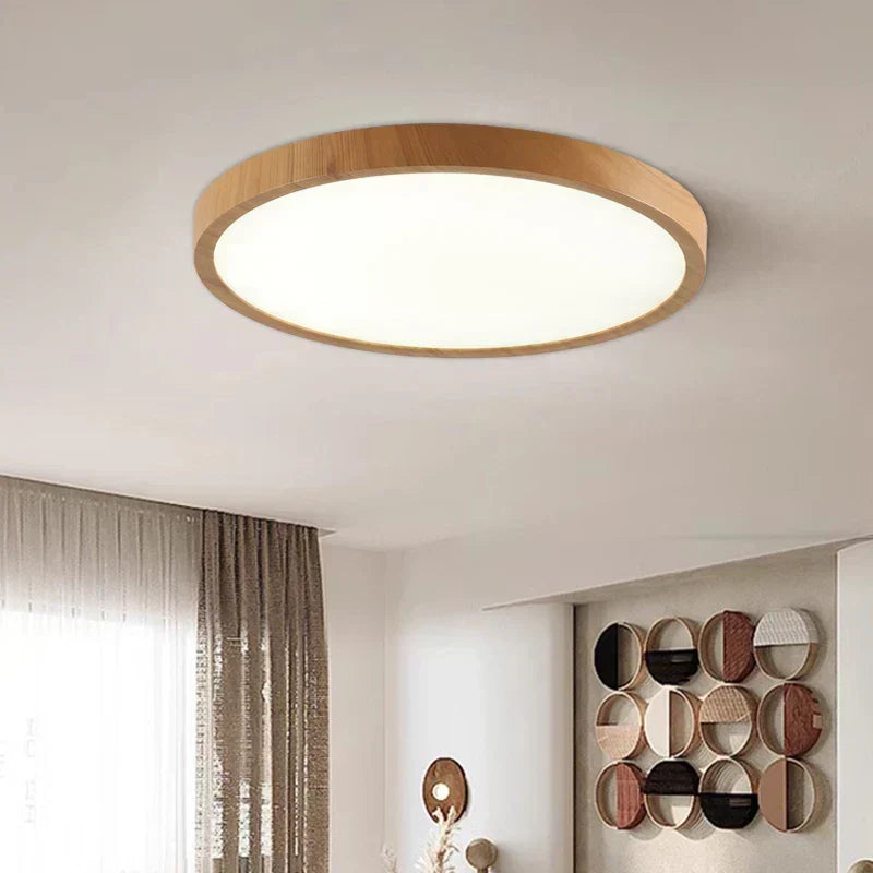 Garduru Zirkuläre Deckenleuchte – Schlanker Walnuss-Effekt LED für ein modernes Zuhause