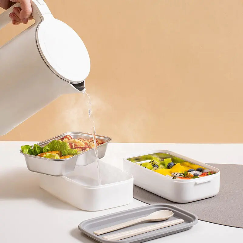 2-schichtige Edelstahl Bento-lunchbox Mit Verschlussdeckel