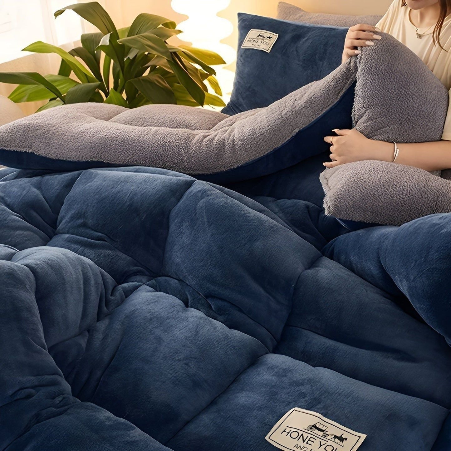 Garduru Blanket - Warmes Gestepptes Sherpa-Fleece-Decke