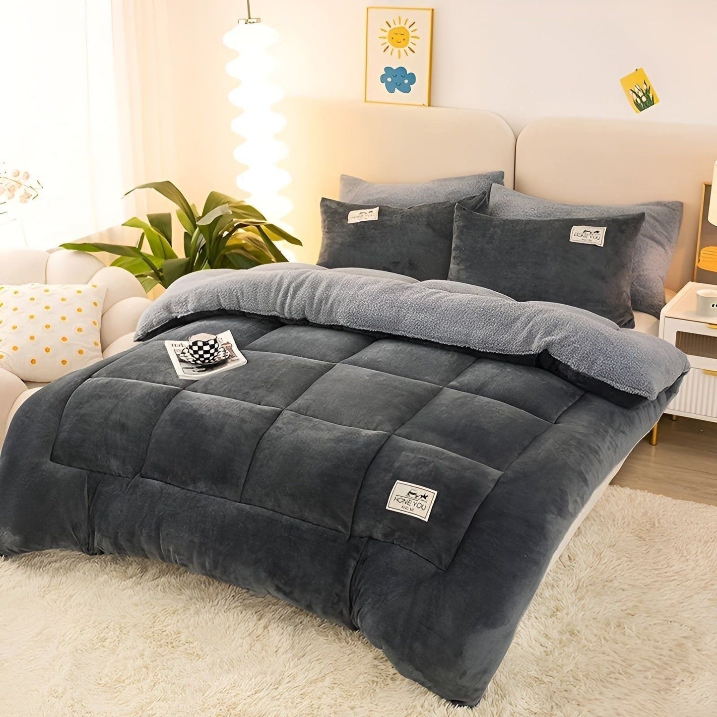 Garduru Blanket - Warmes Gestepptes Sherpa-Fleece-Decke