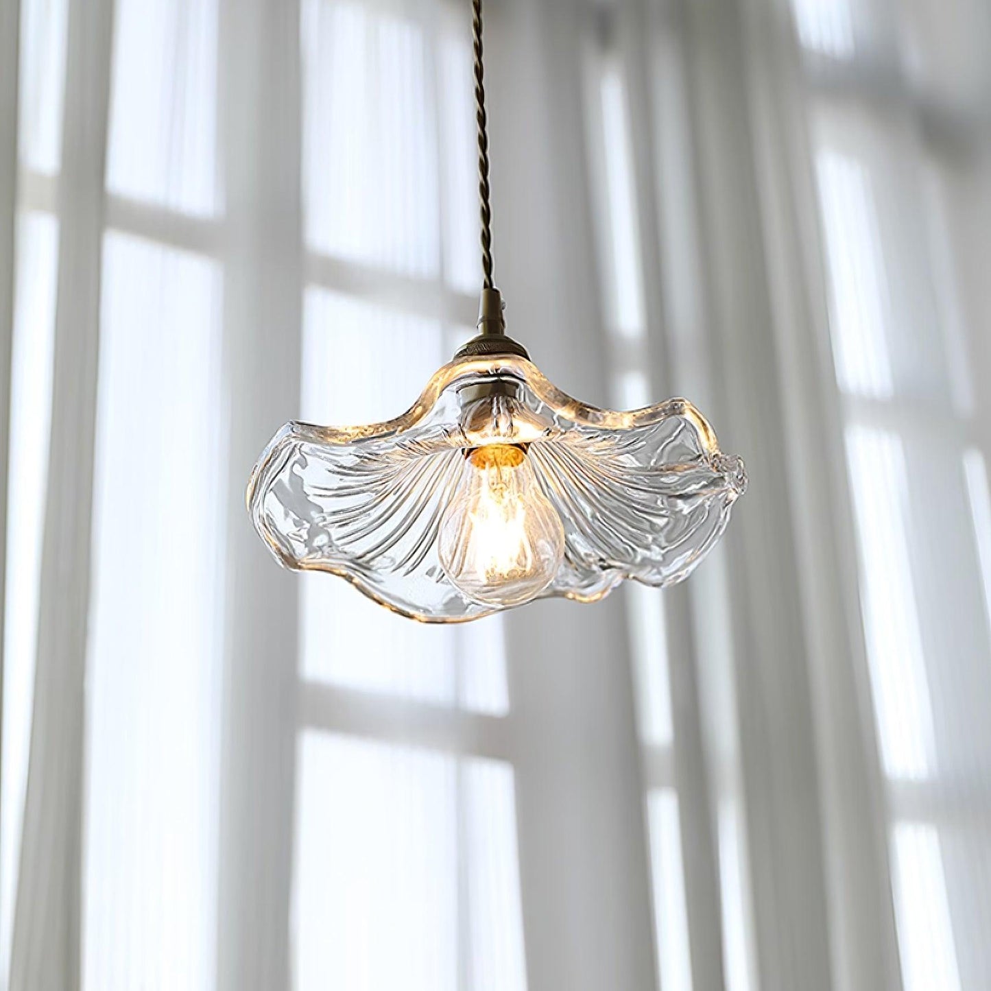 Suspension Flower Glass - Lampe aus transparentem Glas, elegantes Retro-Design