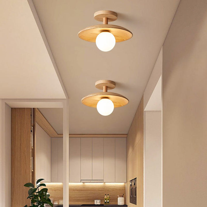 Minimalistische Holz-Deckenleuchte Im Japanischen Stil