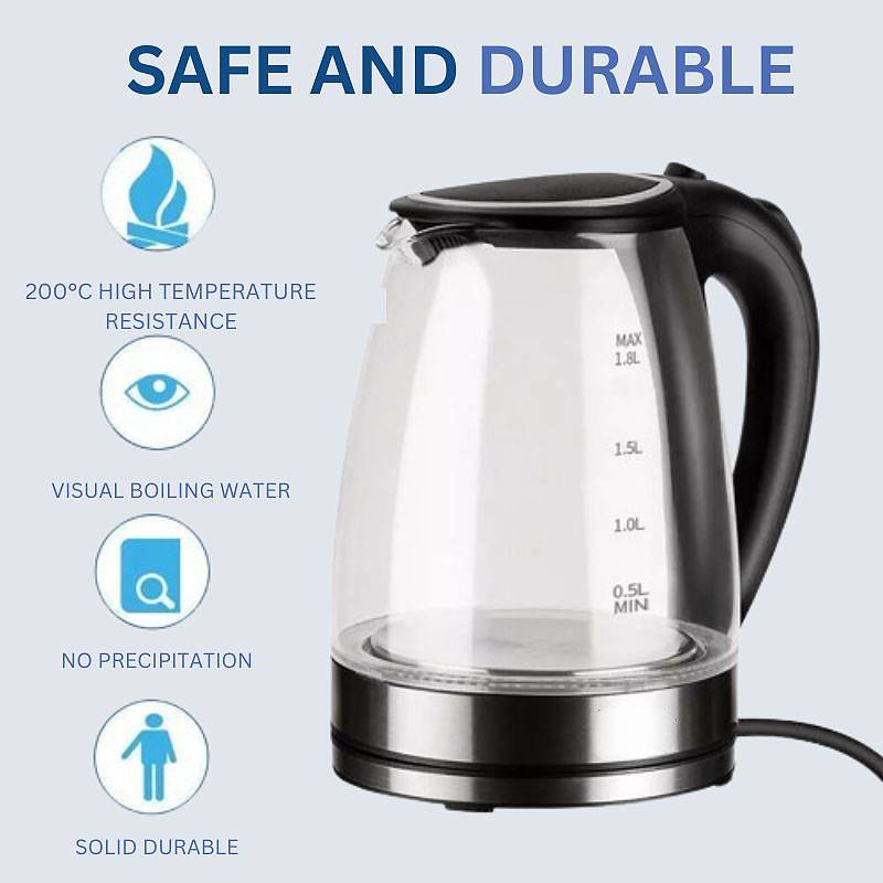 1,8L Elektrischer Glas Wasserkocher mit LED-Beleuchtung