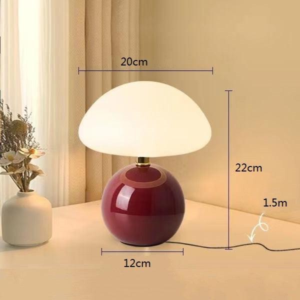 Lampe French Cream Mushroom - Design Retro aus Keramik und PVC, LED einstellbar
