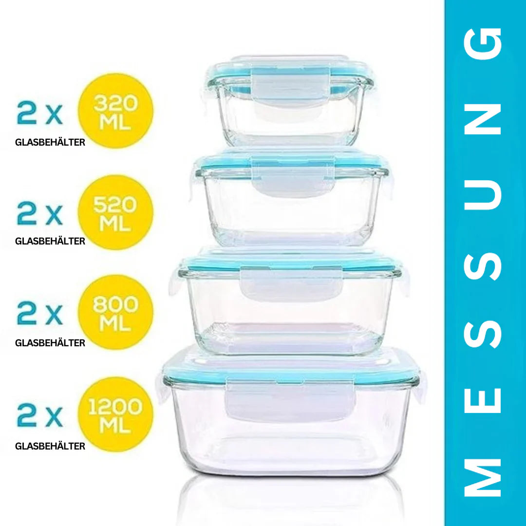 Glas-Frischhaltedosen Set – Luftdichte Aufbewahrungsbehälter mit Deckel für Küche & Meal Prep