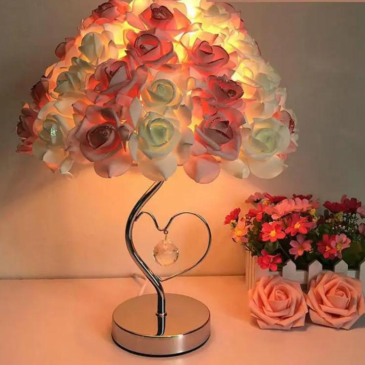 Vintage Pink Rose Schreibtischlampe - Kreative Lampe für Schlafzimmerdekoration