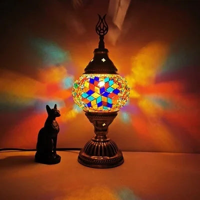 Türkische Mosaik Tischlampe – Handgefertigtes künstlerisches Nachttischlicht