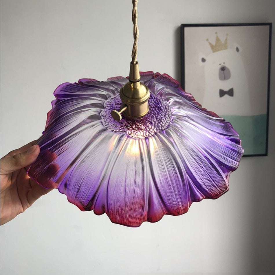 RoyaleGlow Charmante Vintage Blumen Glas Pendelleuchte – Elegante Beleuchtung für Zuhause & Essbereich