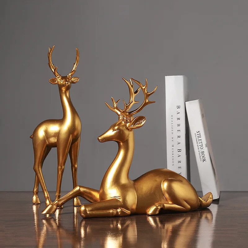 Dekoratives Weinregal mit Hirschmotiv – In edlem Gold-Finish