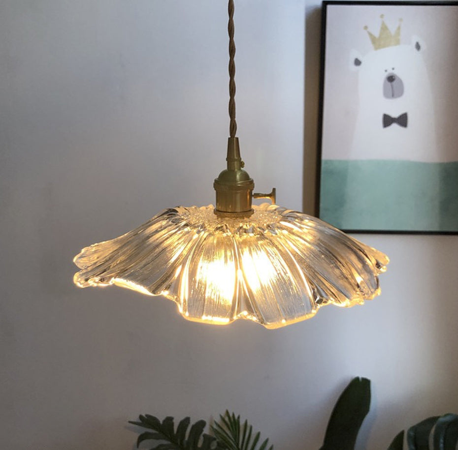 RoyaleGlow Charmante Vintage Blumen Glas Pendelleuchte – Elegante Beleuchtung für Zuhause & Essbereich