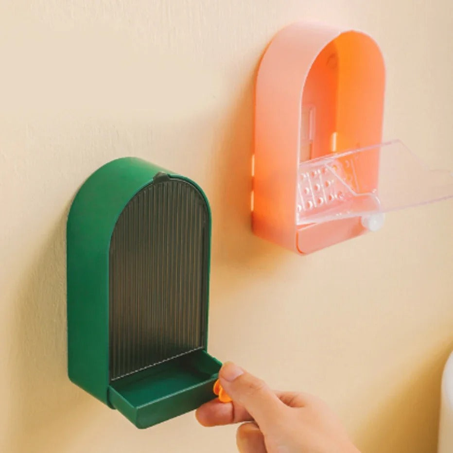 Home Badezimmer Wandhalterung Seifenschale mit Deckel – Staubdicht und Wasserdicht – Einfach zu Reinigen und Hygienisch – In Rosa und Weiß