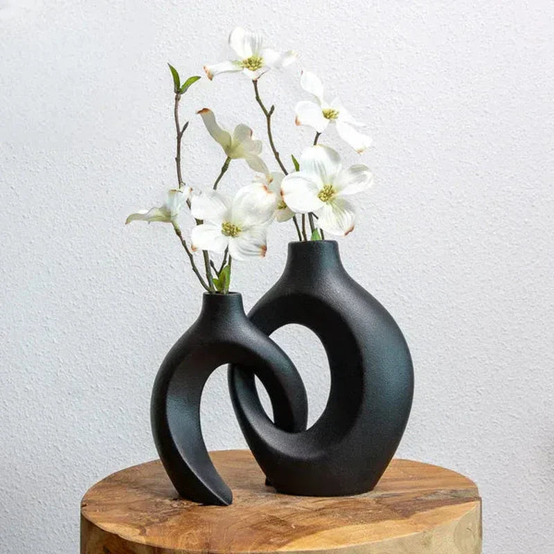 FloréWeave – Künstlerische Blume Vase mit Geflecht Design für elegante Blumenarrangements