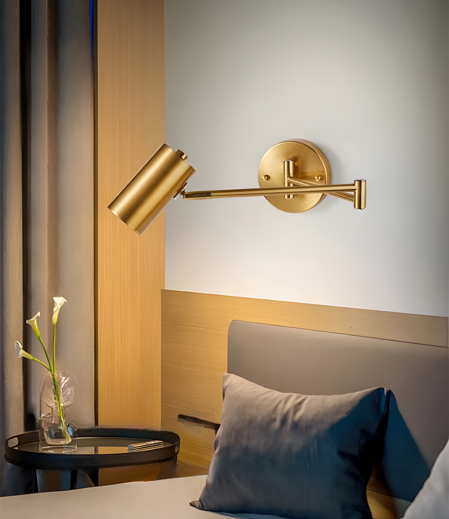 Verstellbare Arm Wandleuchte - Flexible Gold & Schwarz Wandlampe - Wandlampen Design für Schlafzimmer