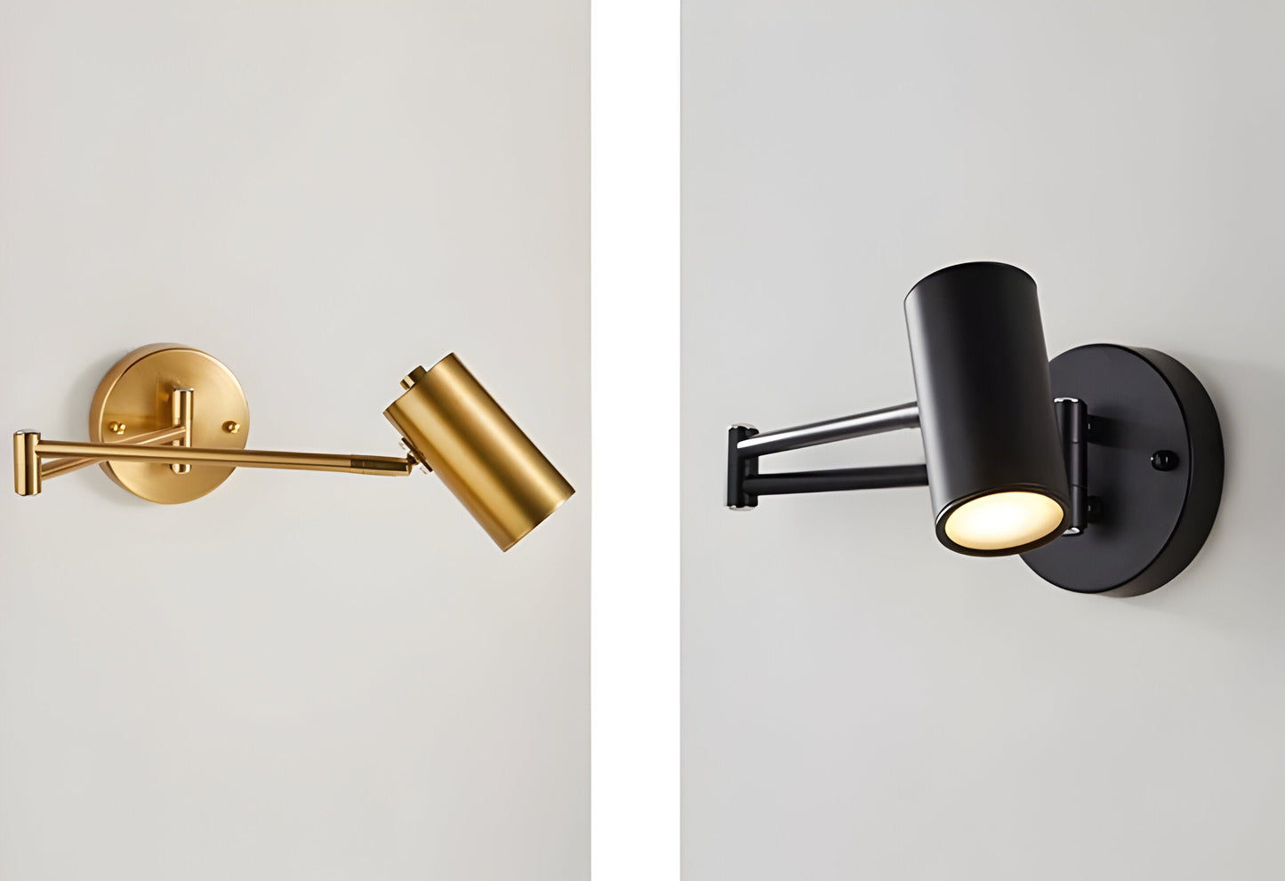 Verstellbare Arm Wandleuchte - Flexible Gold & Schwarz Wandlampe - Wandlampen Design für Schlafzimmer