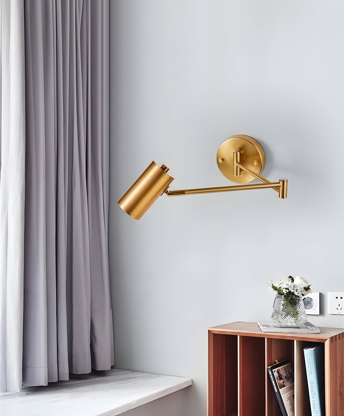 Verstellbare Arm Wandleuchte - Flexible Gold & Schwarz Wandlampe - Wandlampen Design für Schlafzimmer