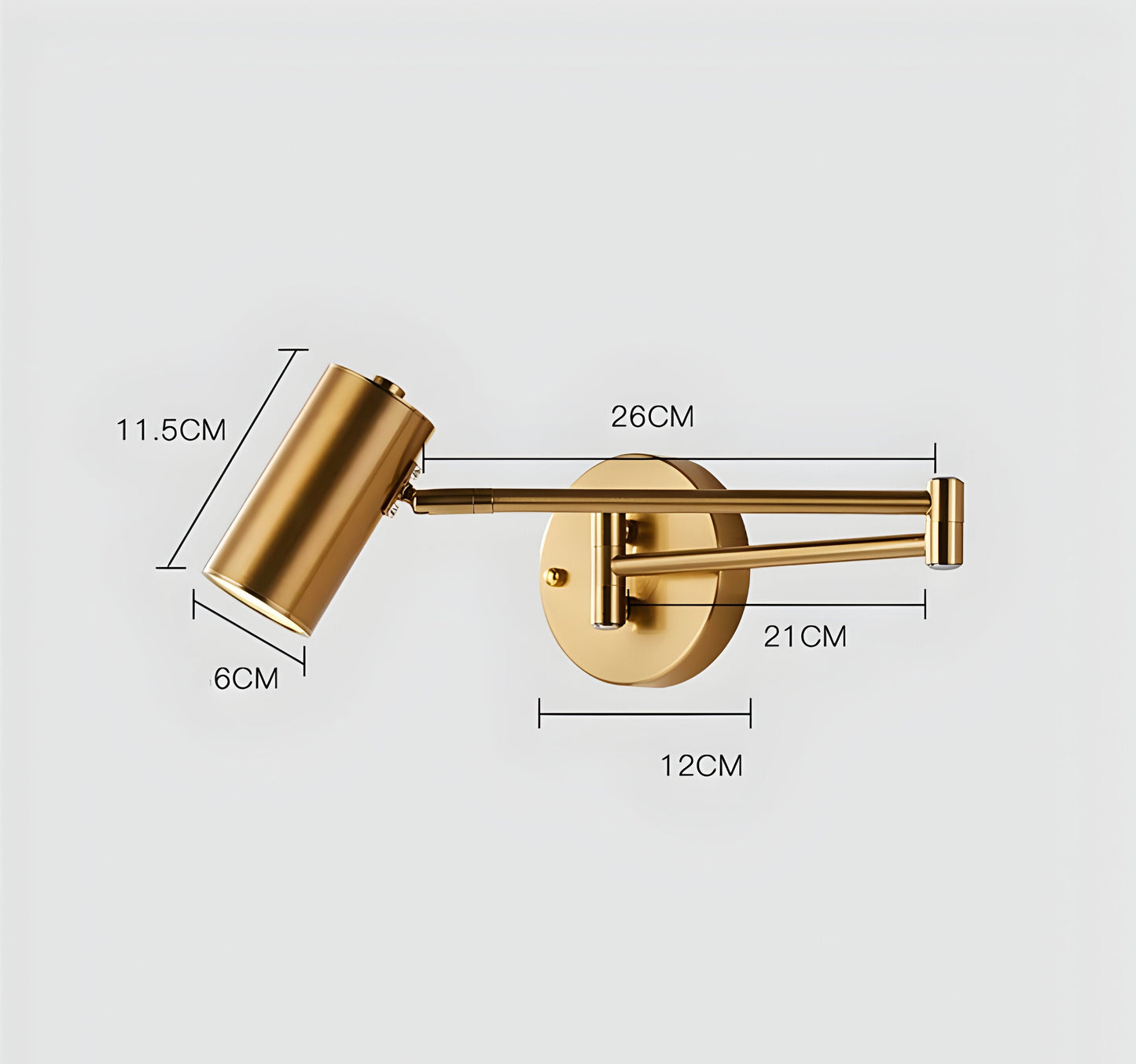 Verstellbare Arm Wandleuchte - Flexible Gold & Schwarz Wandlampe - Wandlampen Design für Schlafzimmer