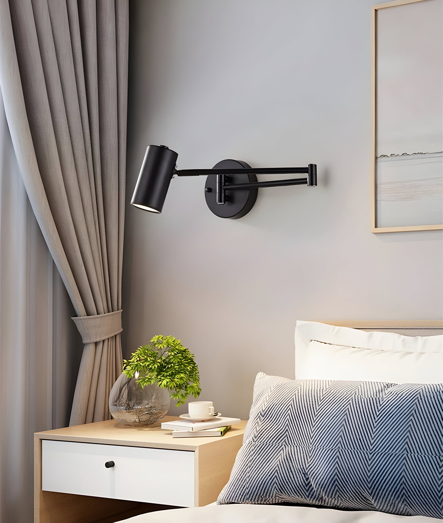 Verstellbare Arm Wandleuchte - Flexible Gold & Schwarz Wandlampe - Wandlampen Design für Schlafzimmer