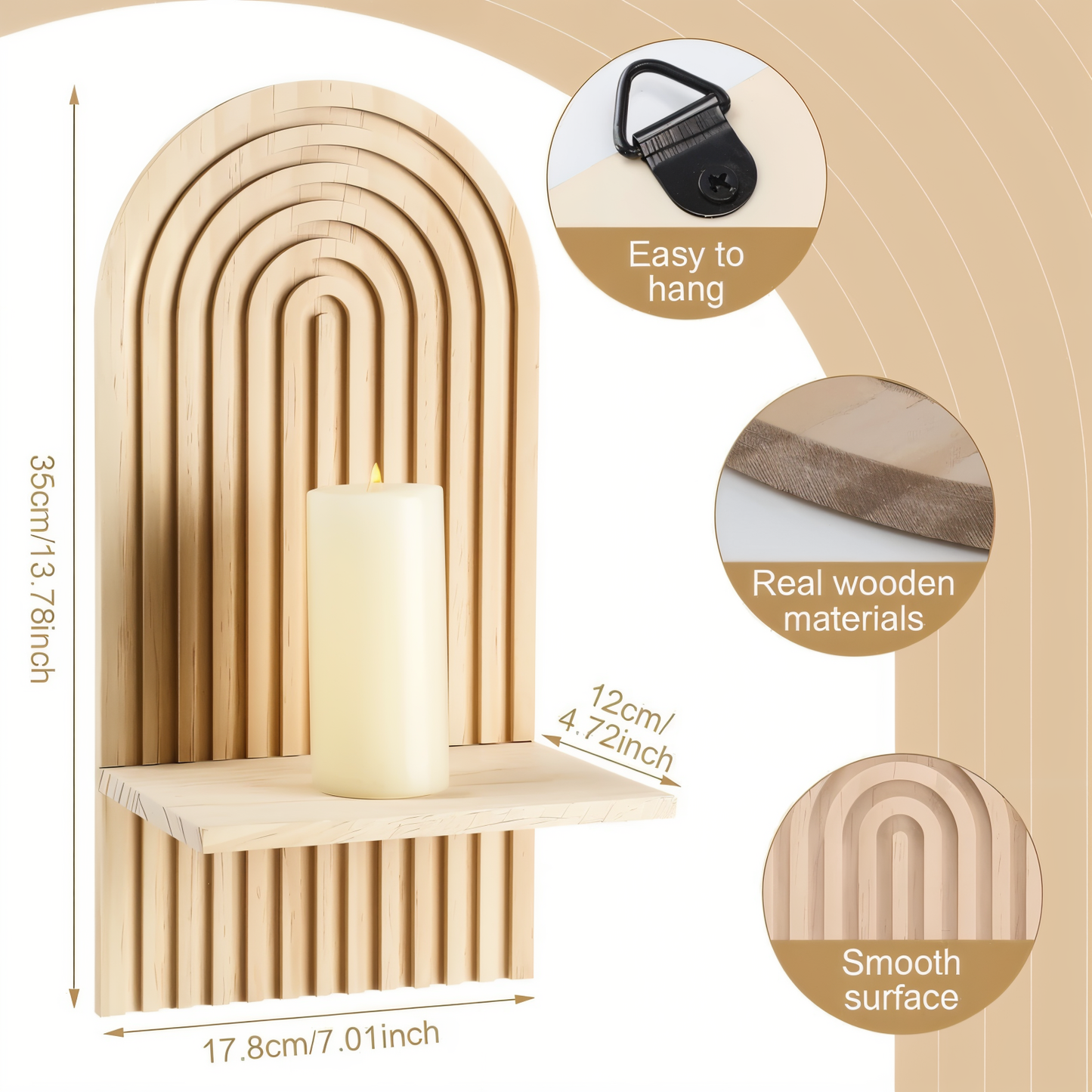Archi Wandregal - Minimalistisches Boho Holzregal Wand Skandinavisch