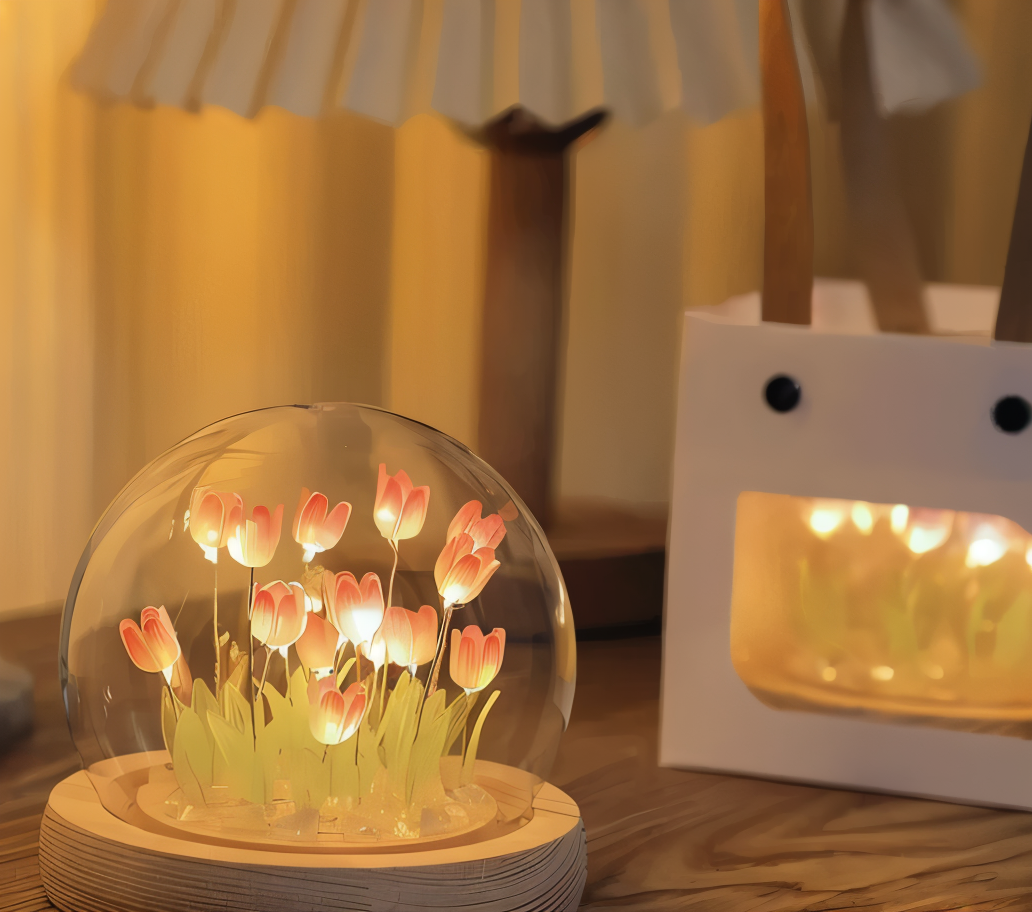 ArtifiTulip Tischlampe - Charmante DIY LED Blumen Nachtlicht