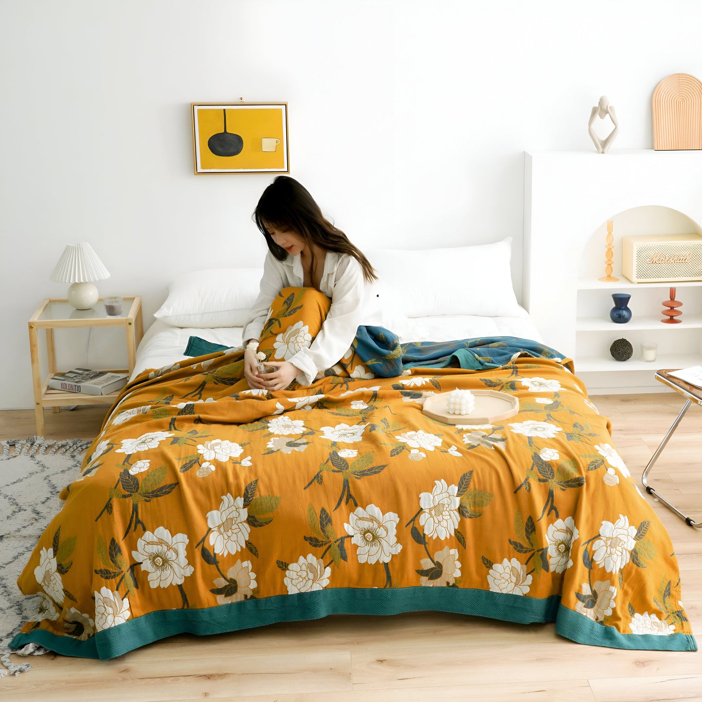 Bohem Plaid - Kunstvolle geometrische Baumwollfleece-Decke