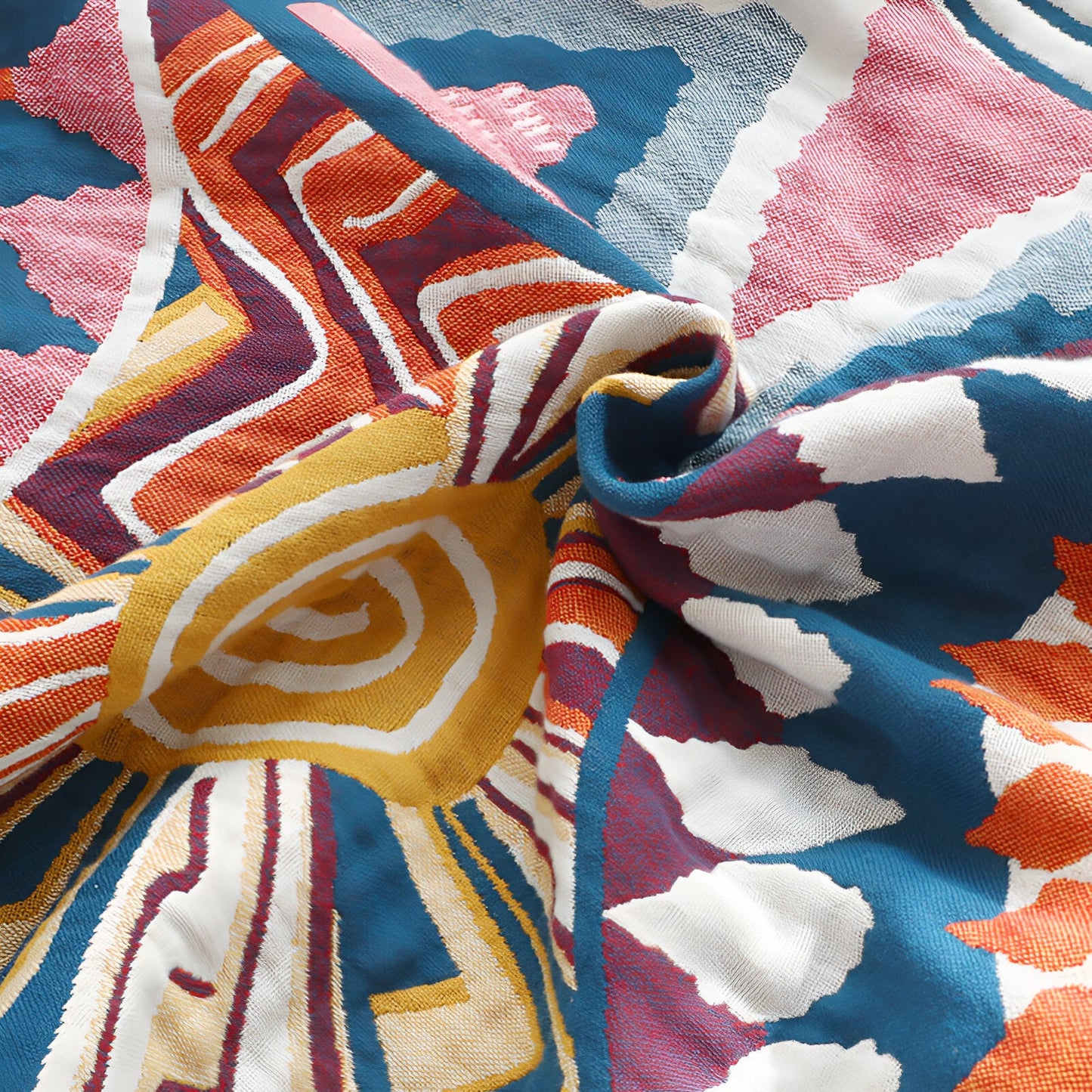 Bohem Plaid - Kunstvolle geometrische Baumwollfleece-Decke