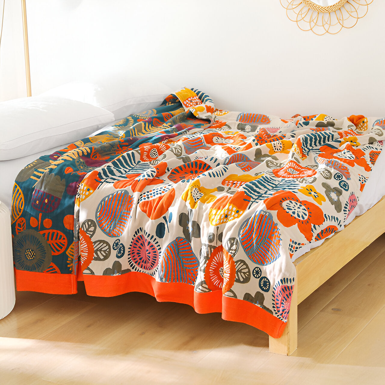 Bohem Plaid - Kunstvolle geometrische Baumwollfleece-Decke