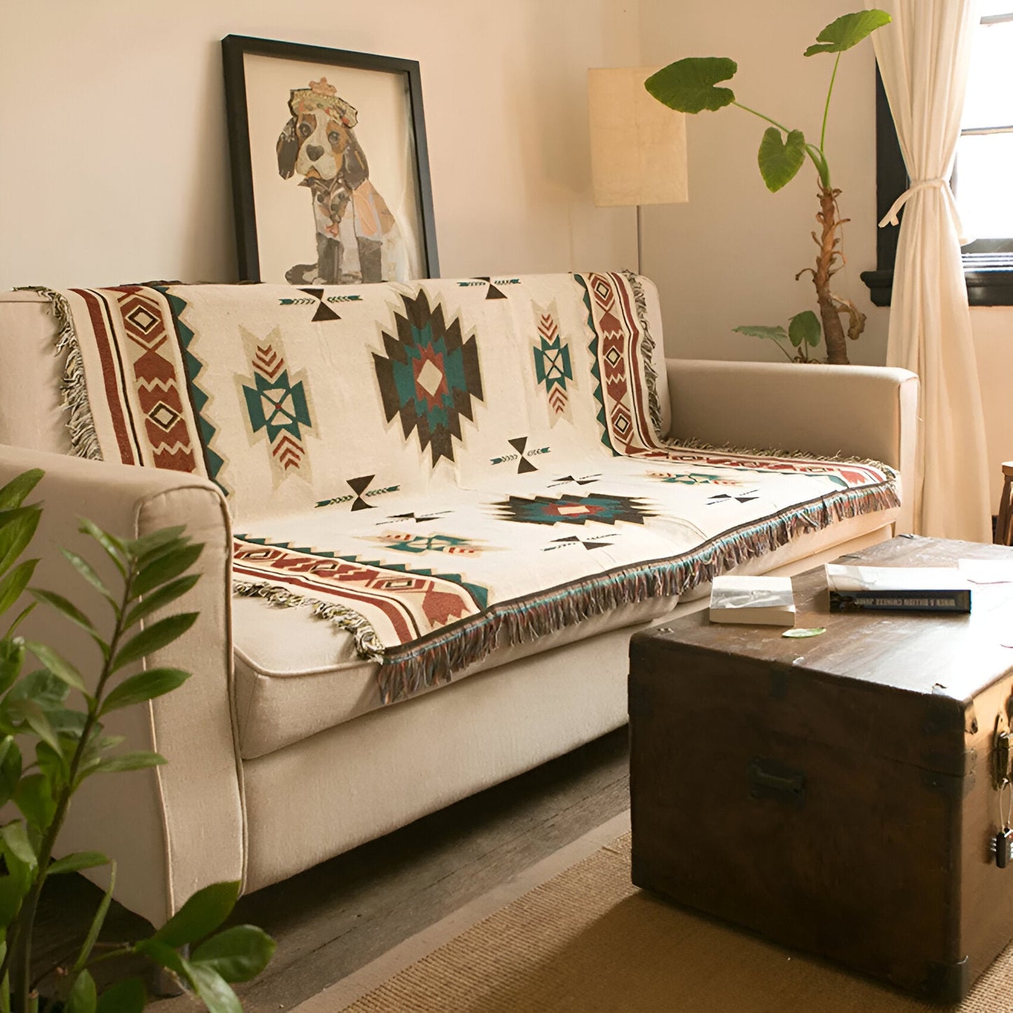 BohoFab Decke - Luxus Boho Decke Wurf - Geometrische Ethnische Fransen Tapete Decke