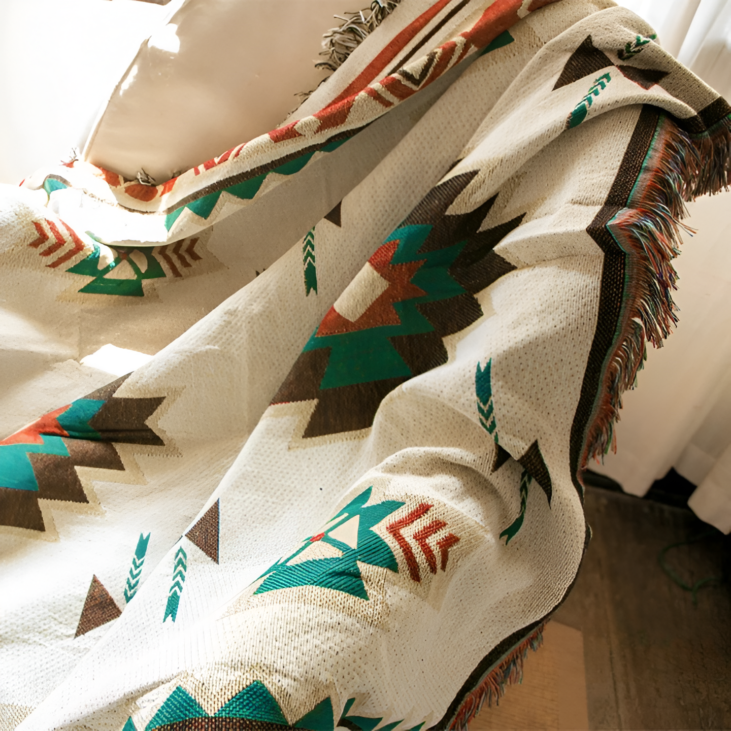 BohoFab Decke - Luxus Boho Decke Wurf - Geometrische Ethnische Fransen Tapete Decke