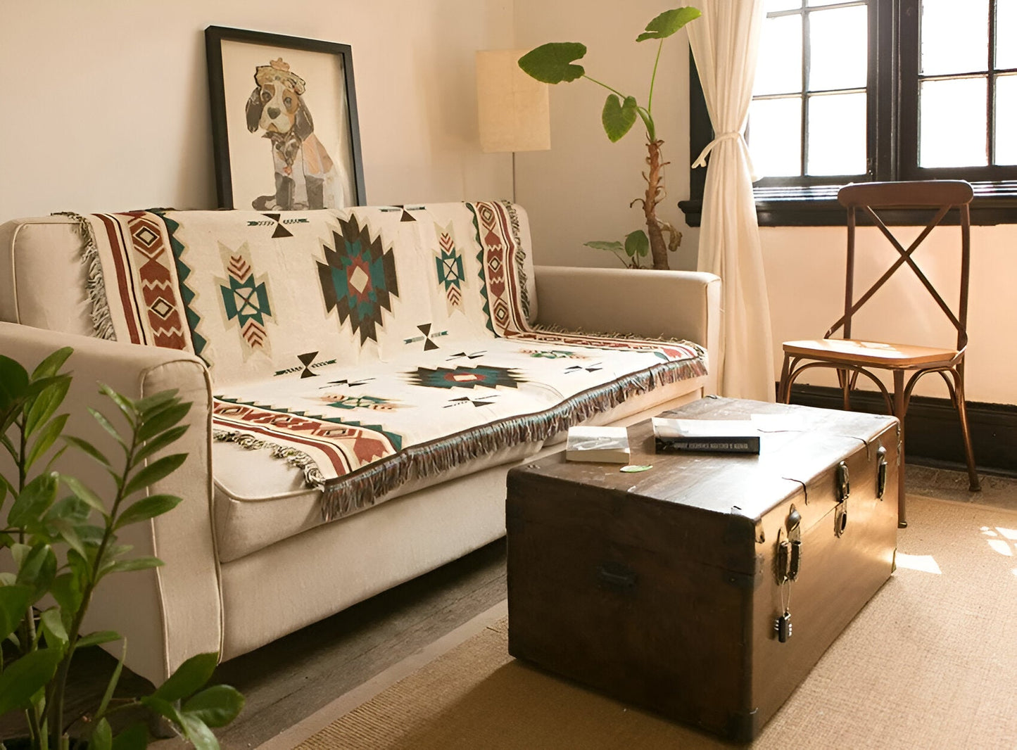 BohoFab Decke - Luxus Boho Decke Wurf - Geometrische Ethnische Fransen Tapete Decke
