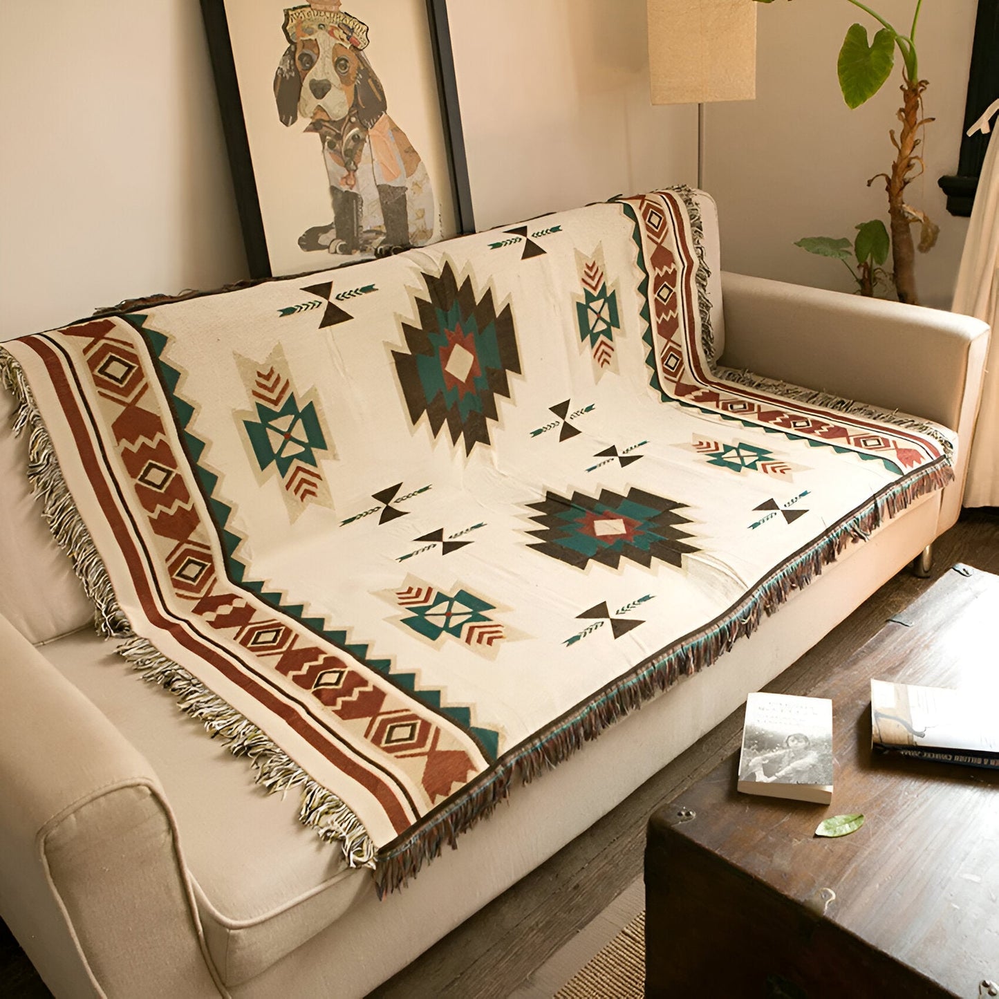 BohoFab Decke - Luxus Boho Decke Wurf - Geometrische Ethnische Fransen Tapete Decke