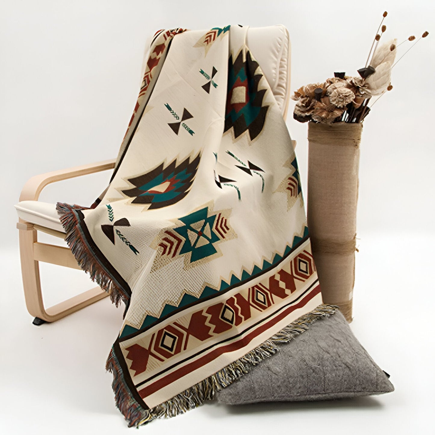 BohoFab Decke - Luxus Boho Decke Wurf - Geometrische Ethnische Fransen Tapete Decke