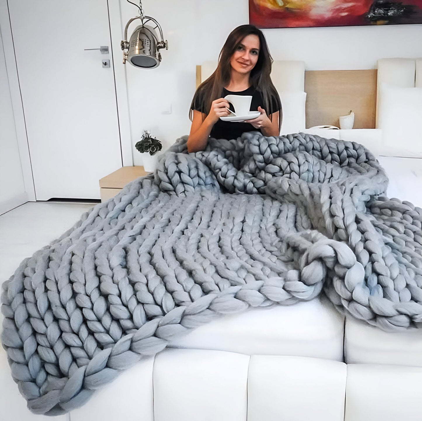 BraidKnit Plaid - Stylisch, Dicke, Atmungsaktive Fleece-Decke mit Flechtmuster