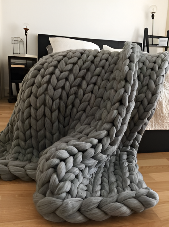 BraidKnit Plaid - Stylisch, Dicke, Atmungsaktive Fleece-Decke mit Flechtmuster