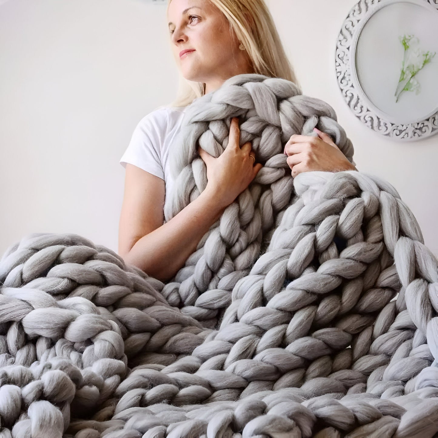 BraidKnit Plaid - Stylisch, Dicke, Atmungsaktive Fleece-Decke mit Flechtmuster