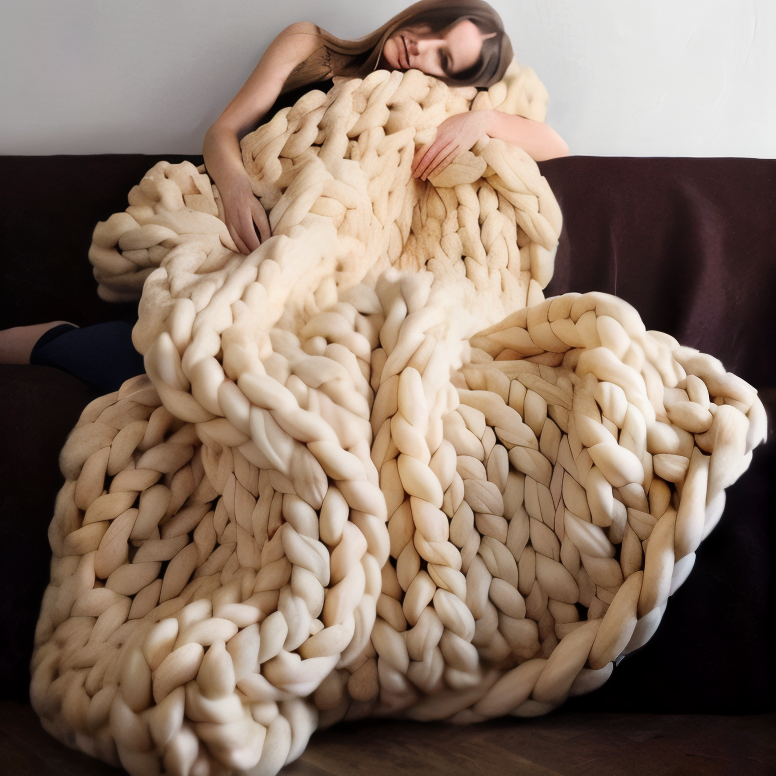 BraidKnit Plaid - Stylisch, Dicke, Atmungsaktive Fleece-Decke mit Flechtmuster