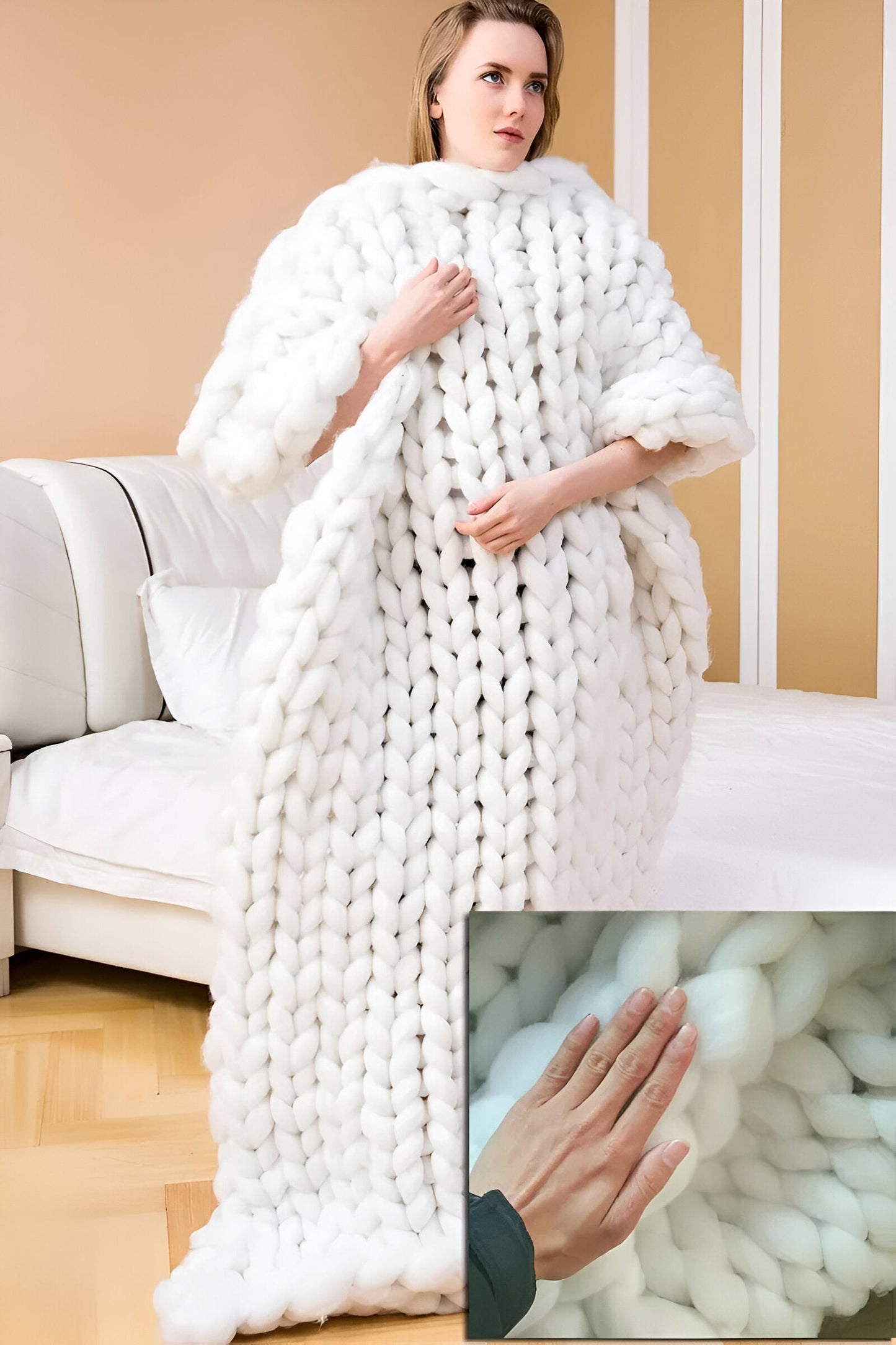 BraidKnit Plaid - Stylisch, Dicke, Atmungsaktive Fleece-Decke mit Flechtmuster