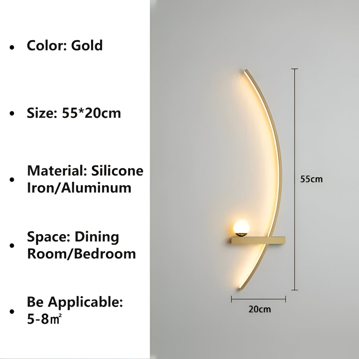 BrightArc Wandleuchte - Gebogene Wandleuchte LED - Arc Line Nachttisch Wandlampe