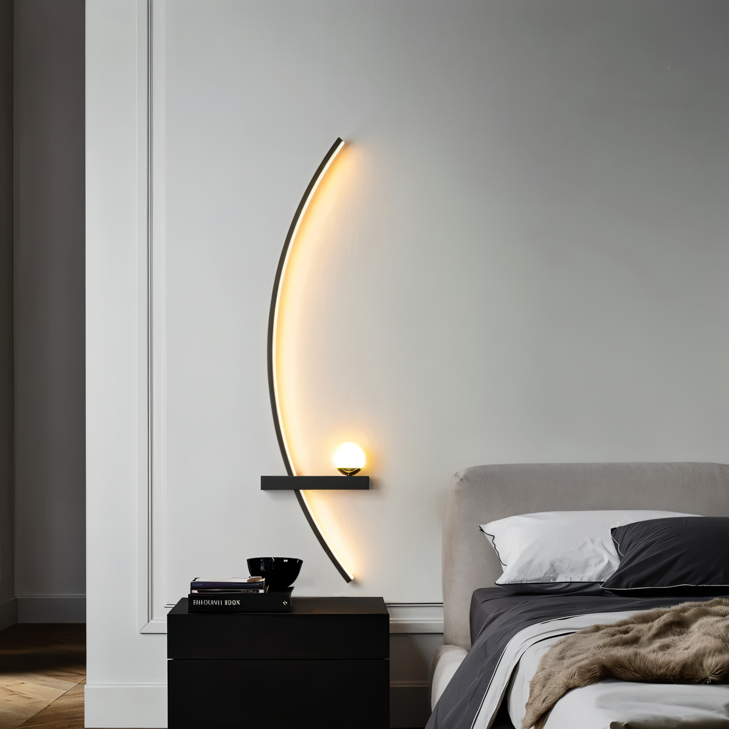 BrightArc Wandleuchte - Gebogene Wandleuchte LED - Arc Line Nachttisch Wandlampe