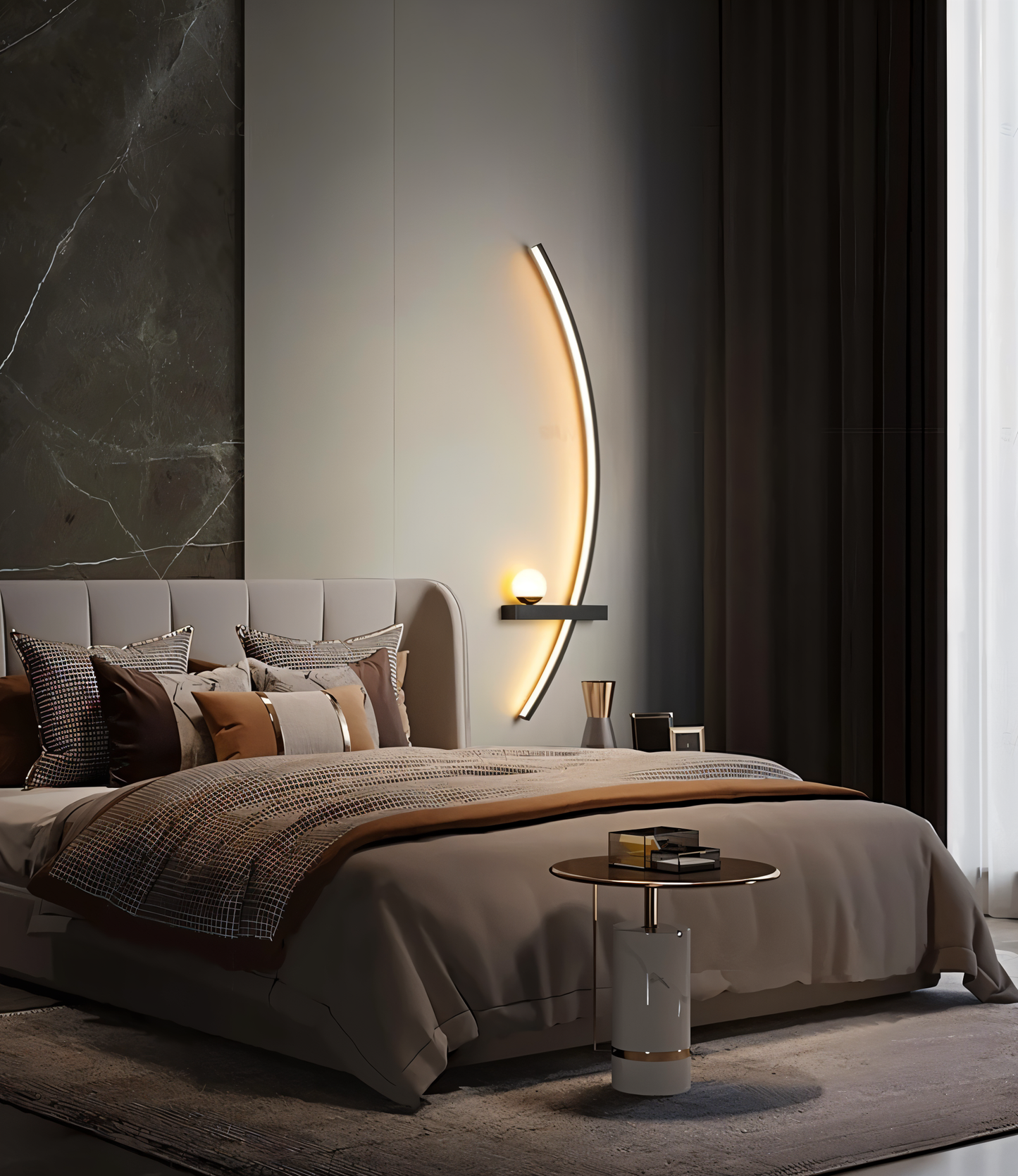Gebogene LED-Wandlampe für modernes Wohn- und Büromobiliar, energieeffizient