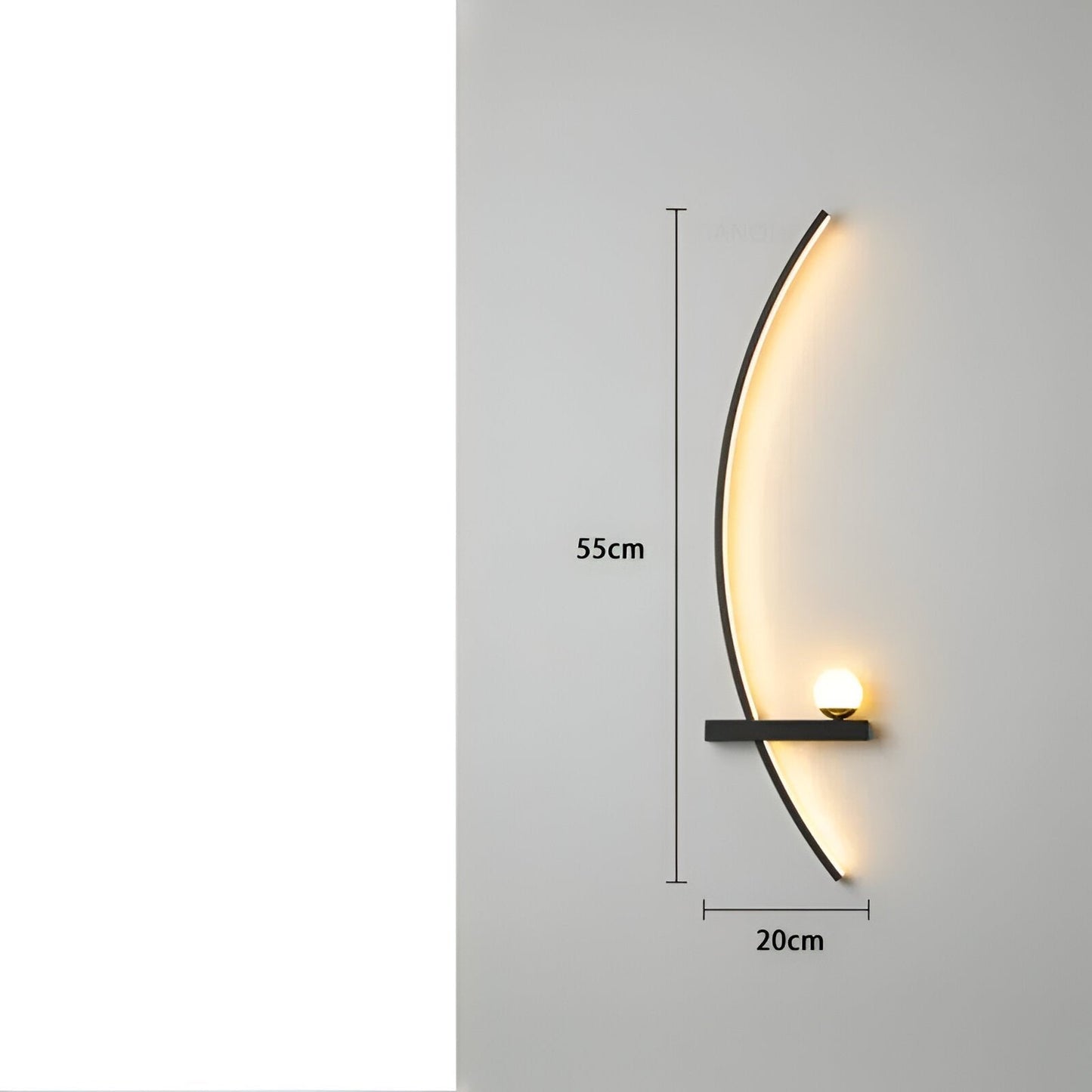 Gebogene LED-Wandlampe für modernes Wohn- und Büromobiliar, energieeffizient