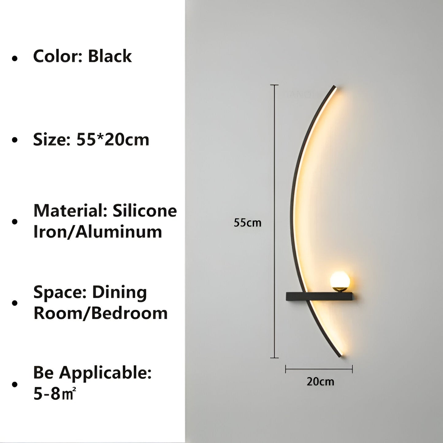 BrightArc Wandleuchte - Gebogene Wandleuchte LED - Arc Line Nachttisch Wandlampe