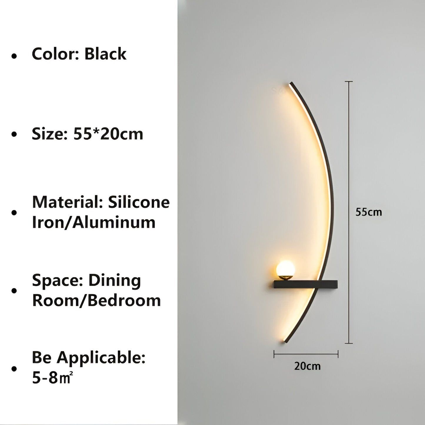 BrightArc Wandleuchte - Gebogene Wandleuchte LED - Arc Line Nachttisch Wandlampe